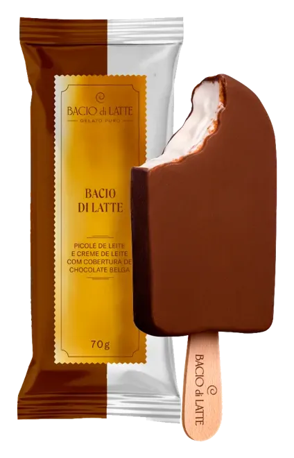 PICOLE BACIO CREME COM COBERTURA 70G BACIO DI LATTE CX 18UN