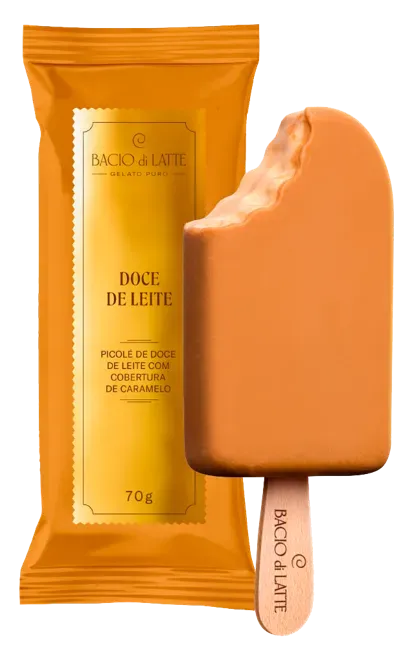 PICOLE DOCE DE LEITE C/ COBERTURA 70G BACIO DI LATTE CX 18UN