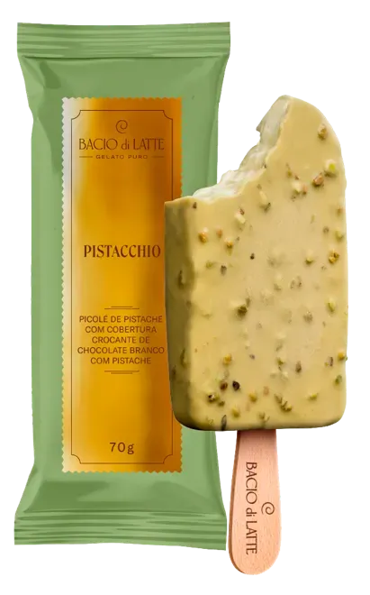PICOLE PISTACCHIO COM COBERTURA 70G BACIO DI LATTE CX 16UN