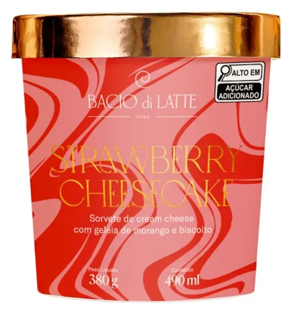 GELATO STRAWBERRY CHEESECAKE BACIO DI LATTE 490ML CX 8UN