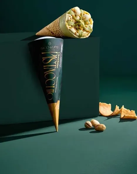 CONE CIOCCHINO PISTACCHIO BACIO DI LATTE 75G CX 18UN