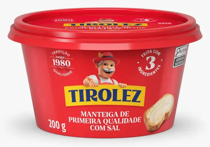 MANTEIGA DE PRIM. QUALIDADE C/SAL TIROLEZ POTE 200G CX 12UN