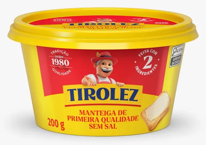 MANTEIGA PRIM. QUALIDADE S/SAL TIROLEZ POTE 200G CX 12UN