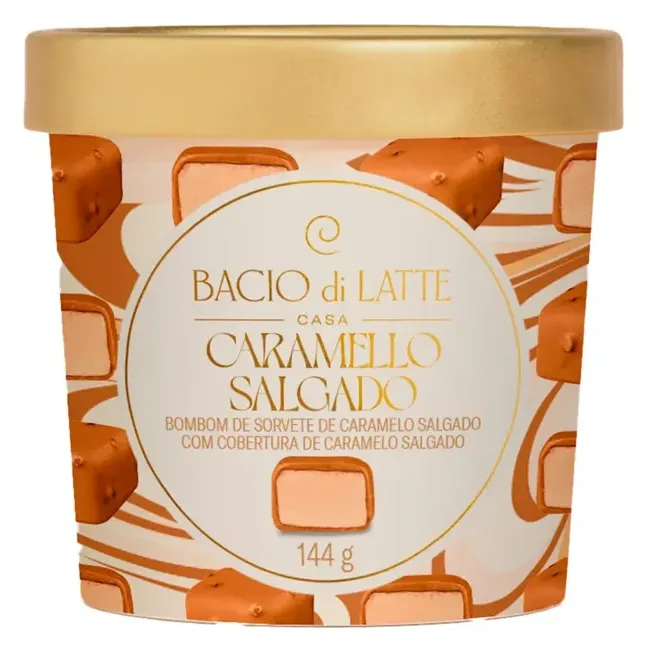 BOMBOM SORVETE CARAMELLO SALGADO BACIO DI LATTE 144G CX 8UN
