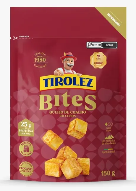 QUEIJO COALHO EM CUBOS BITES TIROLEZ 150G CX 12UN