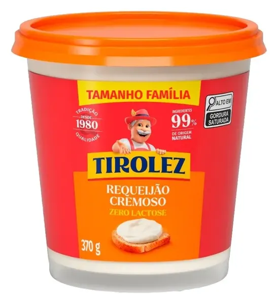 REQUEIJAO CREMOSO ZERO LAC TIROLEZ 370G CX 12UN